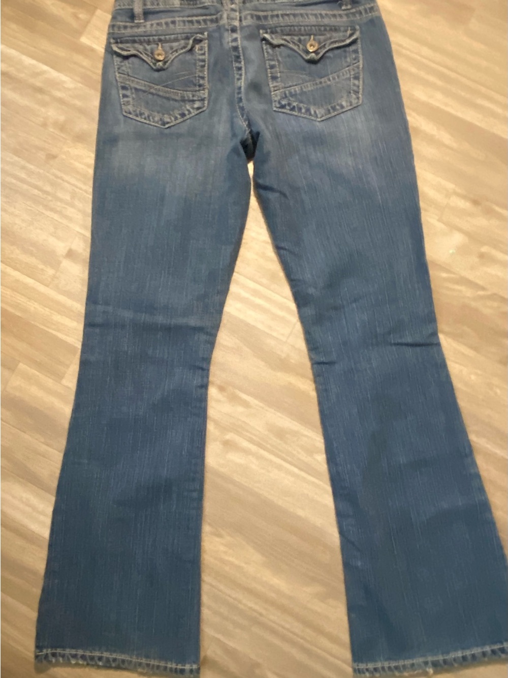 VTG Y2K Aeropostale Hailey Skinny Flare Jeans Short Blue Mid Rise Retro 7/8